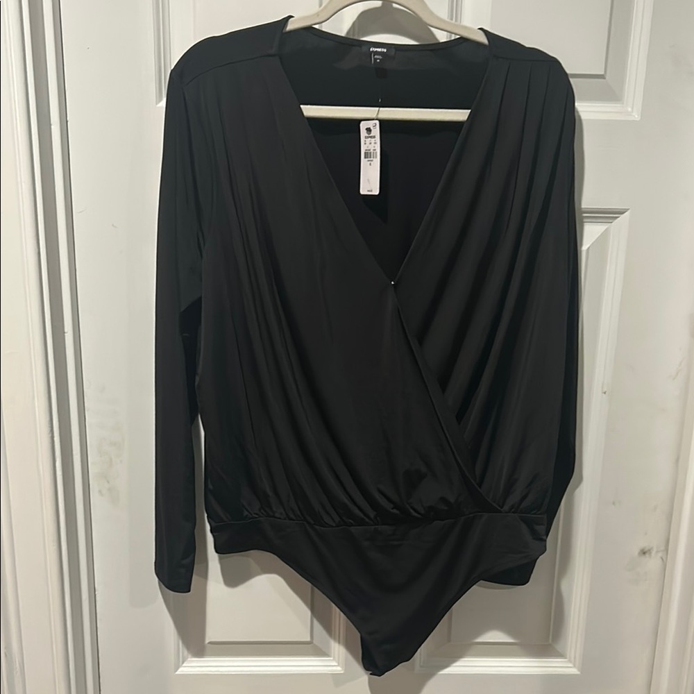 Black Wrap Bodysuit Top